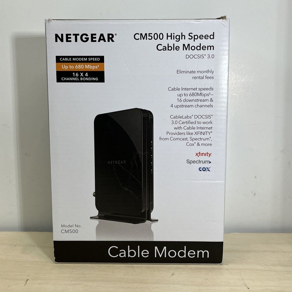 Netgear CM500 100NAS High Speed Cable Modem Up to 680 Mbps Xfiniti Cox Spectrum